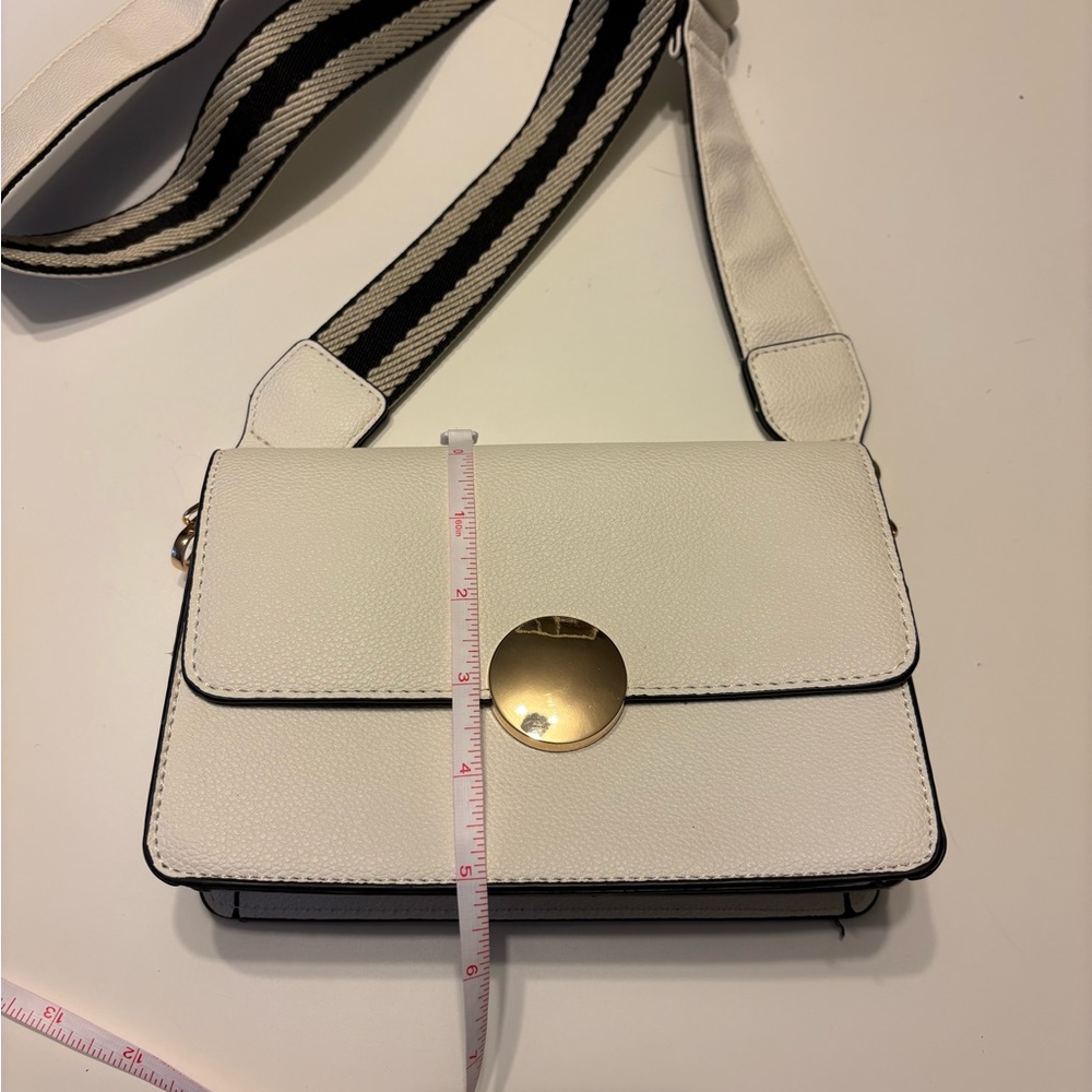 White Crossbody Bag with Gold Accent - Picture 3 of 6